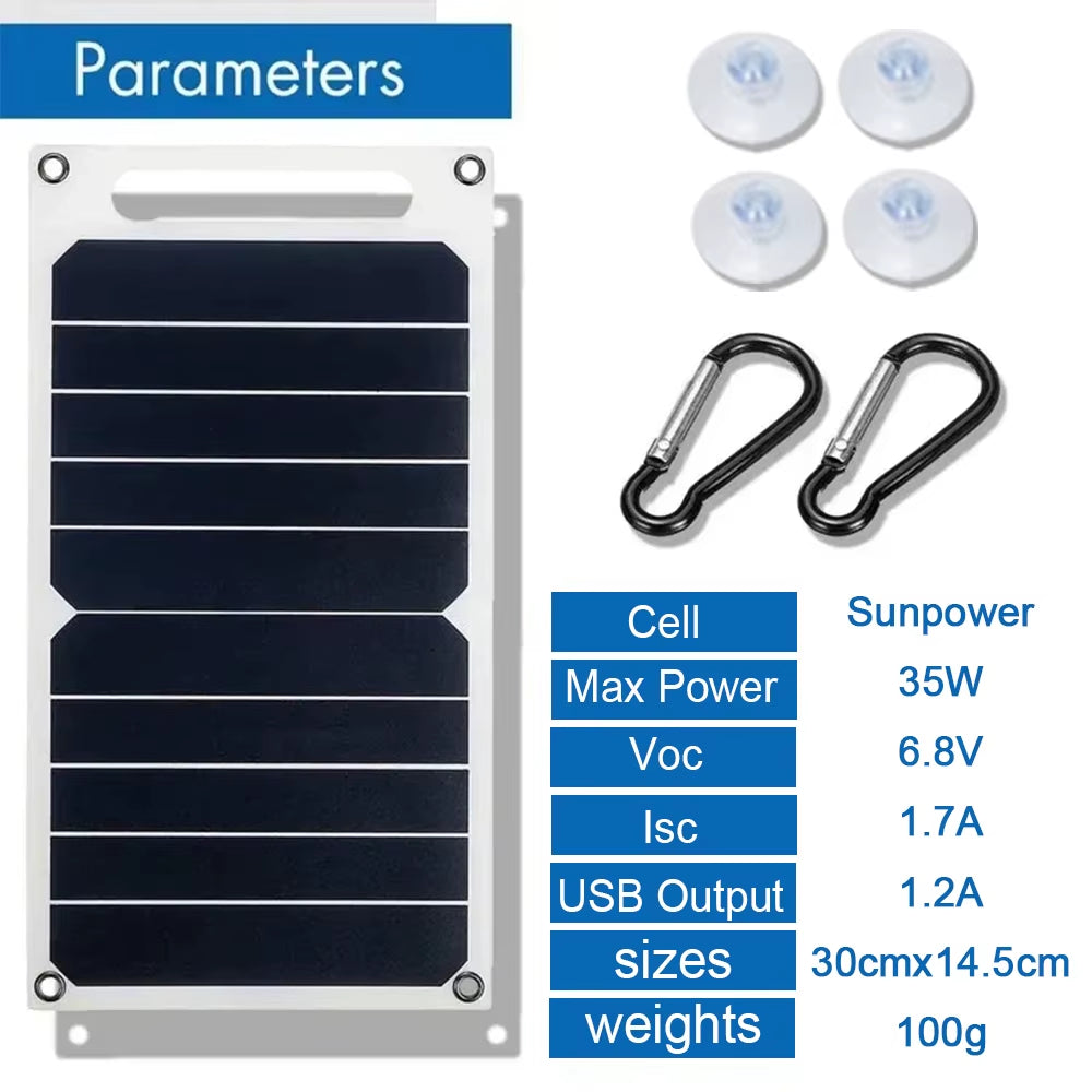 35W Sunpower Portable Solar Panel 5V Solar Plate Withusb Safe Stabilize Charger Forpower Bank Phone Outdoor Camping Home RV Gift