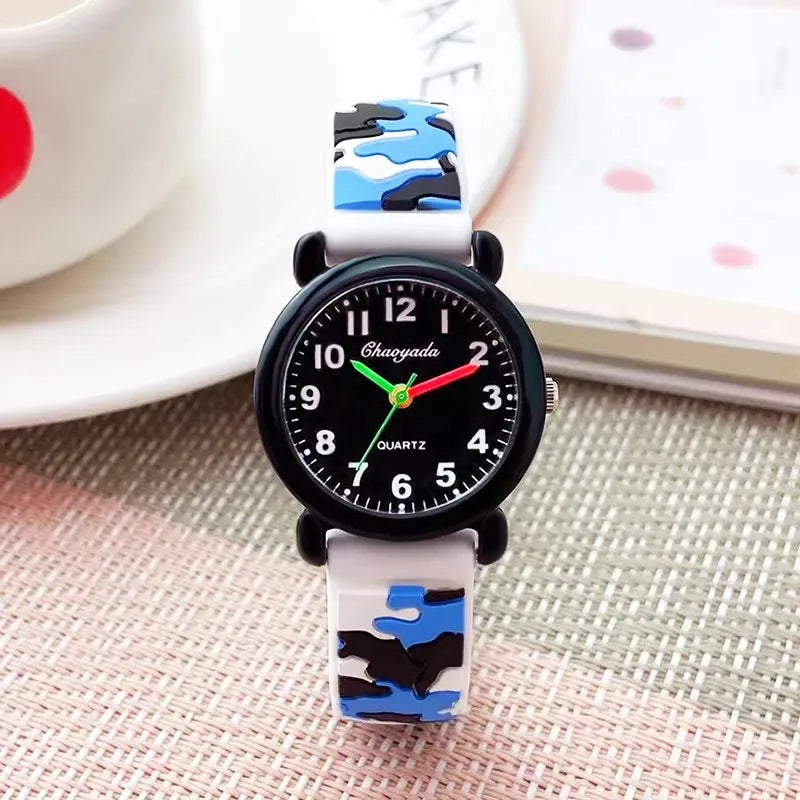 2025 Summer Boys Girls Fashion Camouflage Silicone Strap Quartz Watches Children Kids Students Digital Cool Waterproof Clocks