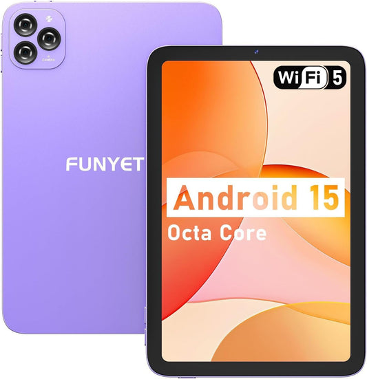 Tablette 10 Pouces Android 15, Tablettes 8Go RAM + 128Go ROM(TF Extensible 1To), Octa-Core, 6000Mah, GMS Tablette Tactile, Widevine L1, 5G Wifi Bifréquentiel, BT 5.0, Type-C (Violet)