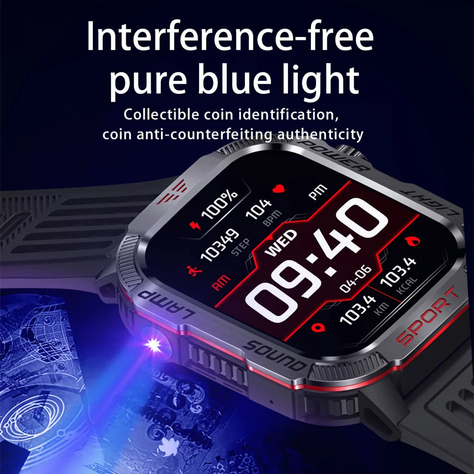 New for Huawei Xiaomi Military GPS Smart Watch Men Flashlight Compass Waterproof Outdoor Sport Tracker Bluetooth Call Smartwatch