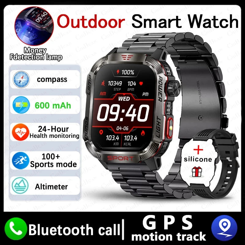 New for Huawei Xiaomi Military GPS Smart Watch Men Flashlight Compass Waterproof Outdoor Sport Tracker Bluetooth Call Smartwatch