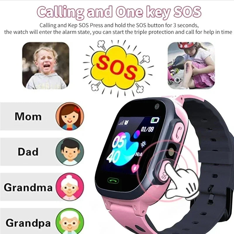 2025 Kids Safety Smart Watch Waterproof SOS anti Lost GPS Location Tracker SIM Card Child Smartwatch Gift Compatible Android IOS