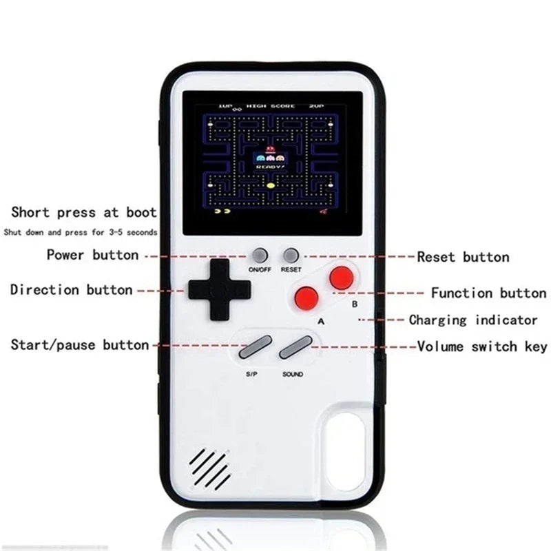 2 in 1 Gameboy 36 Games Phone Case for Iphone 13 14 15 16 Pro Max 12 11 XR X XS 8 7 plus 15Pro 16Pro Game Boy Shockproof Cover