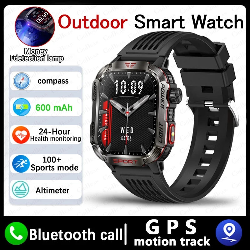 New for Huawei Xiaomi Military GPS Smart Watch Men Flashlight Compass Waterproof Outdoor Sport Tracker Bluetooth Call Smartwatch