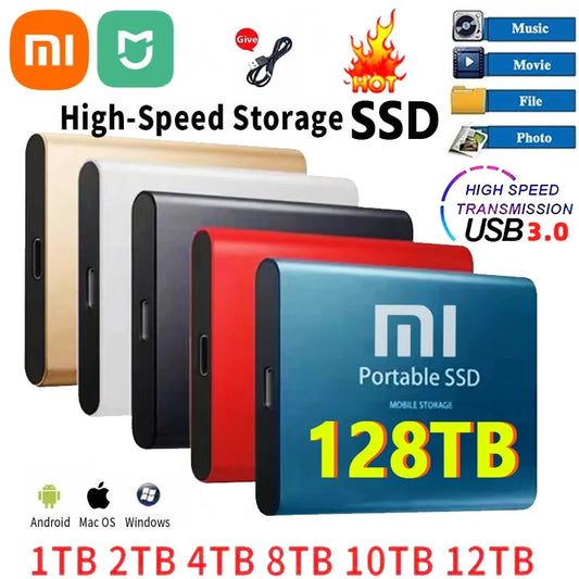 Xiaomi 2024 High-Speed Portable External SSD - 2TB, 4TB, 8TB, and 16TB Options with USB 3.1 Compatibility for Laptops and PS4