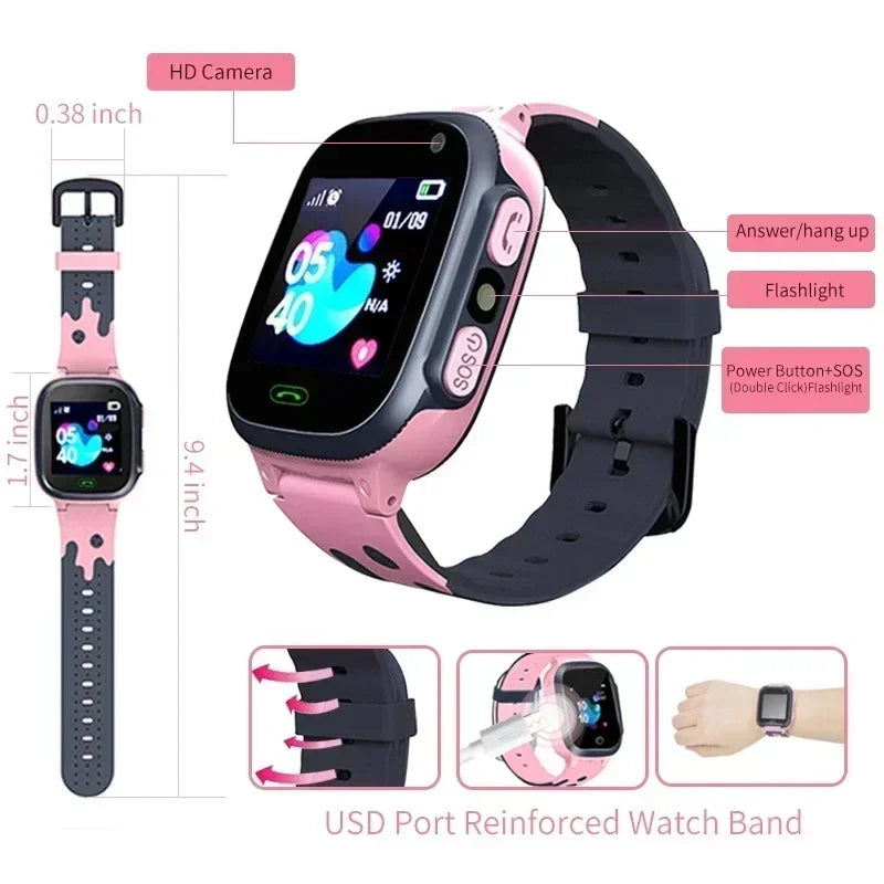 2025 Kids Safety Smart Watch Waterproof SOS anti Lost GPS Location Tracker SIM Card Child Smartwatch Gift Compatible Android IOS