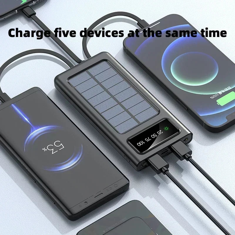 Xiaomi 200000Mah Solar Power Bank Ultra Capacity USB 4 In1 Super Fast Charging USB Typec LED Light Outdoor Power Bank for Iphone