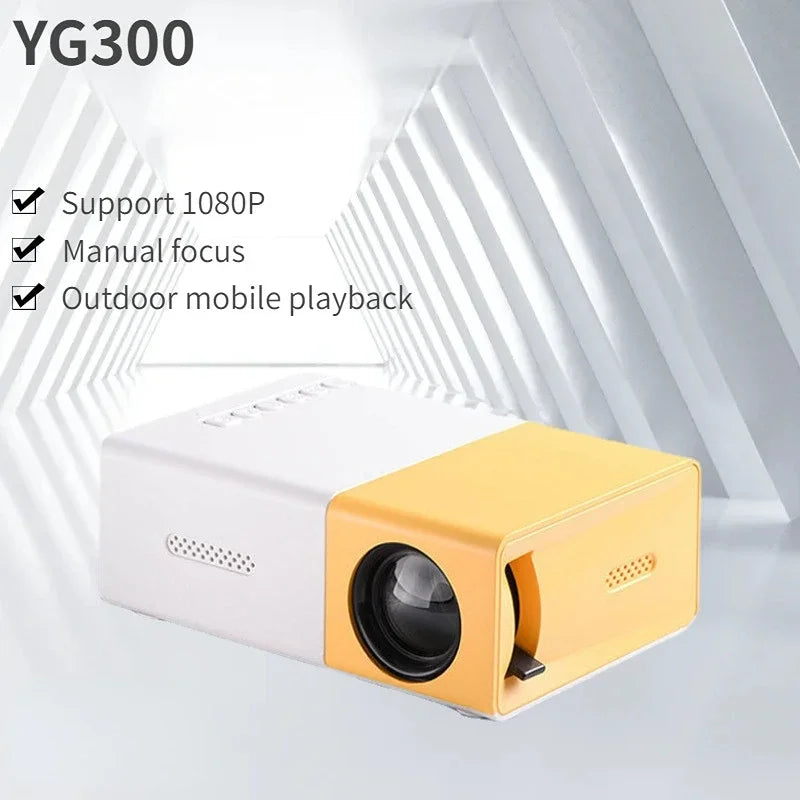 YG300 Mini Portable Projector - WiFi Smart 1280x720P Full HD for Office and Home Theater Video Projection