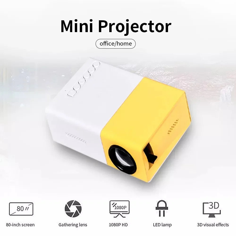 YG300 Mini Portable Projector - WiFi Smart 1280x720P Full HD for Office and Home Theater Video Projection