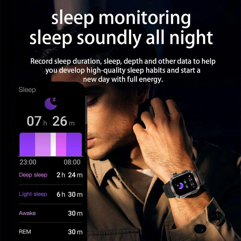 New for Huawei Xiaomi Military GPS Smart Watch Men Flashlight Compass Waterproof Outdoor Sport Tracker Bluetooth Call Smartwatch