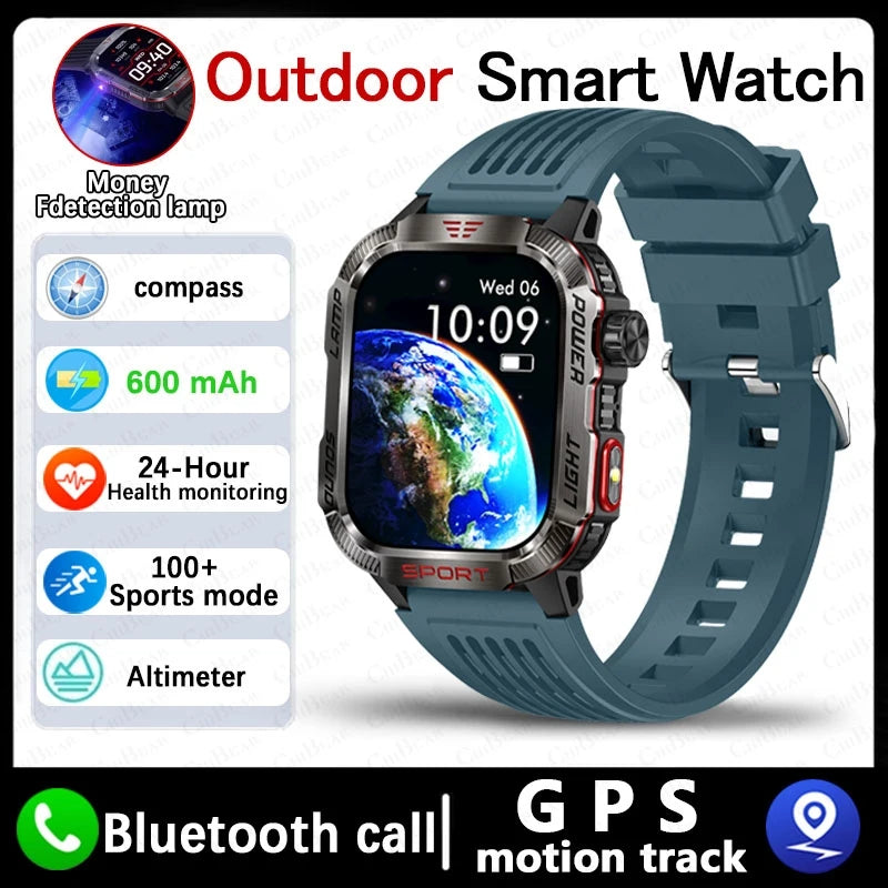 New for Huawei Xiaomi Military GPS Smart Watch Men Flashlight Compass Waterproof Outdoor Sport Tracker Bluetooth Call Smartwatch