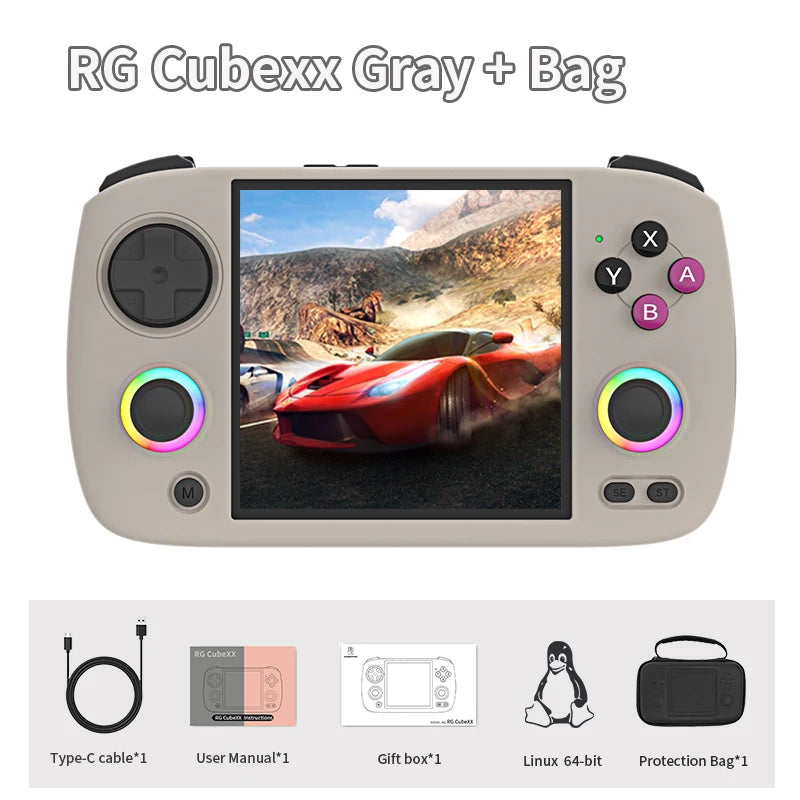 RG Cubexx Handheld Game Console 3.95" IPS Screen Rgcubexx Linux WIFI Bluetooth Retro Video Gaming Console PSP Gifts