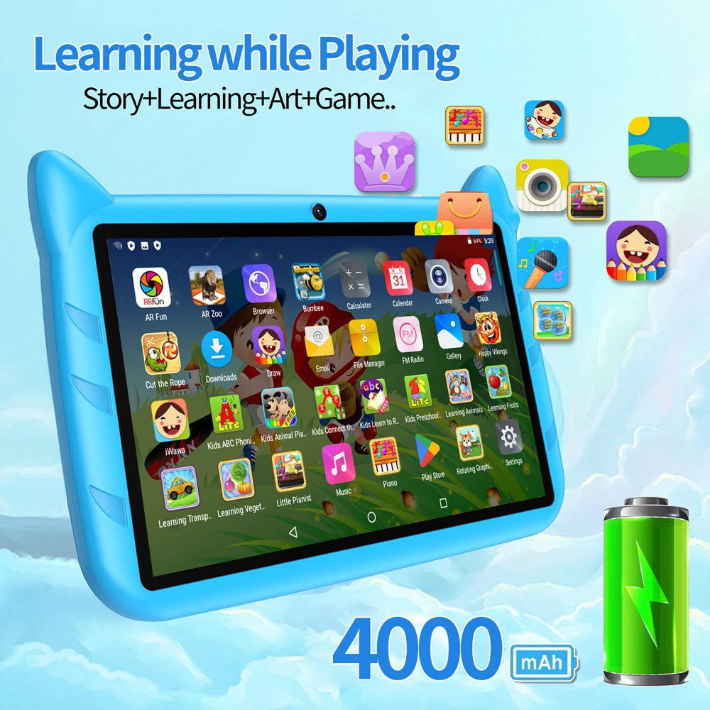 7 Inch Kid Tablet Android 13, 4GB RAM 64GB ROM,1TB Expand,5G Wifi,4000Mah Battery,Dual Camera, Children'S Gift Kids Software
