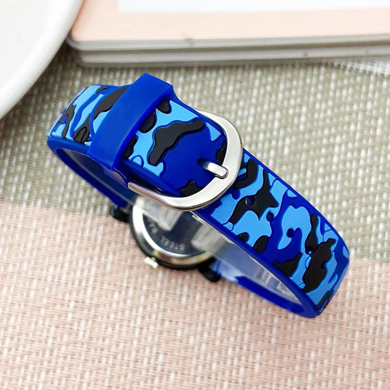 2025 Summer Boys Girls Fashion Camouflage Silicone Strap Quartz Watches Children Kids Students Digital Cool Waterproof Clocks