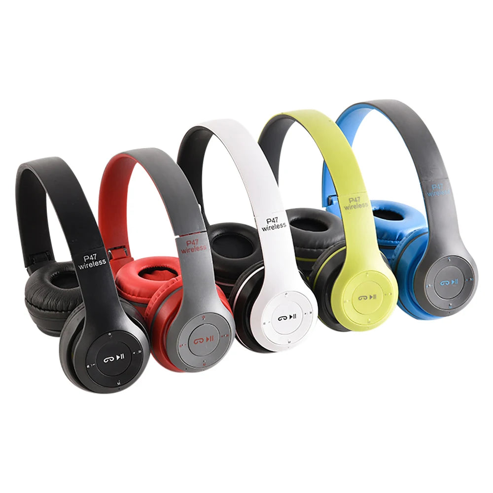 Stereo P47 Wireless Headphone Bluetooth 5.0 Folding Series HIFI Bass Earphone Kid Girl Helmet Gift with Microphone for Cellphone