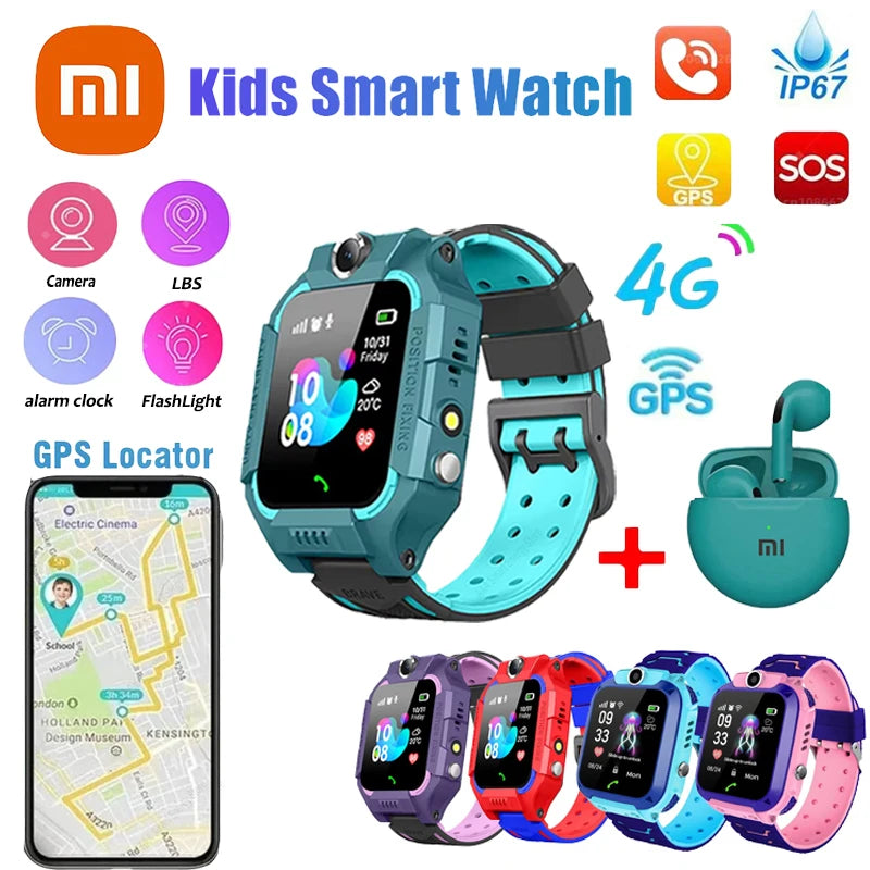 Xiaomi Kids Smart Watch 4G Sim Card Call Camera GPS Location SOS Antil-Lost IP67 Waterproof Smart Watch for Ios Android Kid Gift