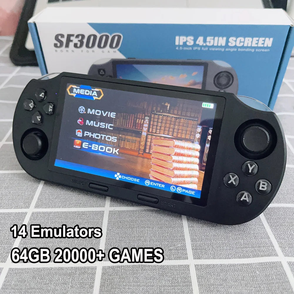 SF3000 Mini Retro Handheld Game Console 4.5" IPS Screen 20000+ Games Portable Pocket Video Game for PS1/GBA/ Arcade Games