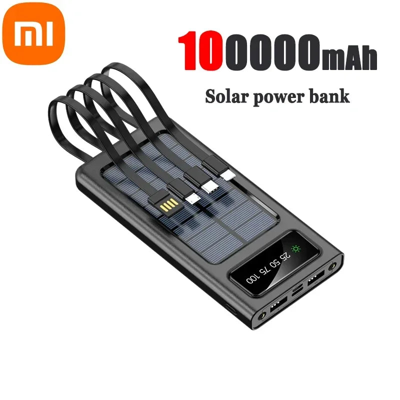 Xiaomi 200000Mah Solar Power Bank Ultra Capacity USB 4 In1 Super Fast Charging USB Typec LED Light Outdoor Power Bank for Iphone