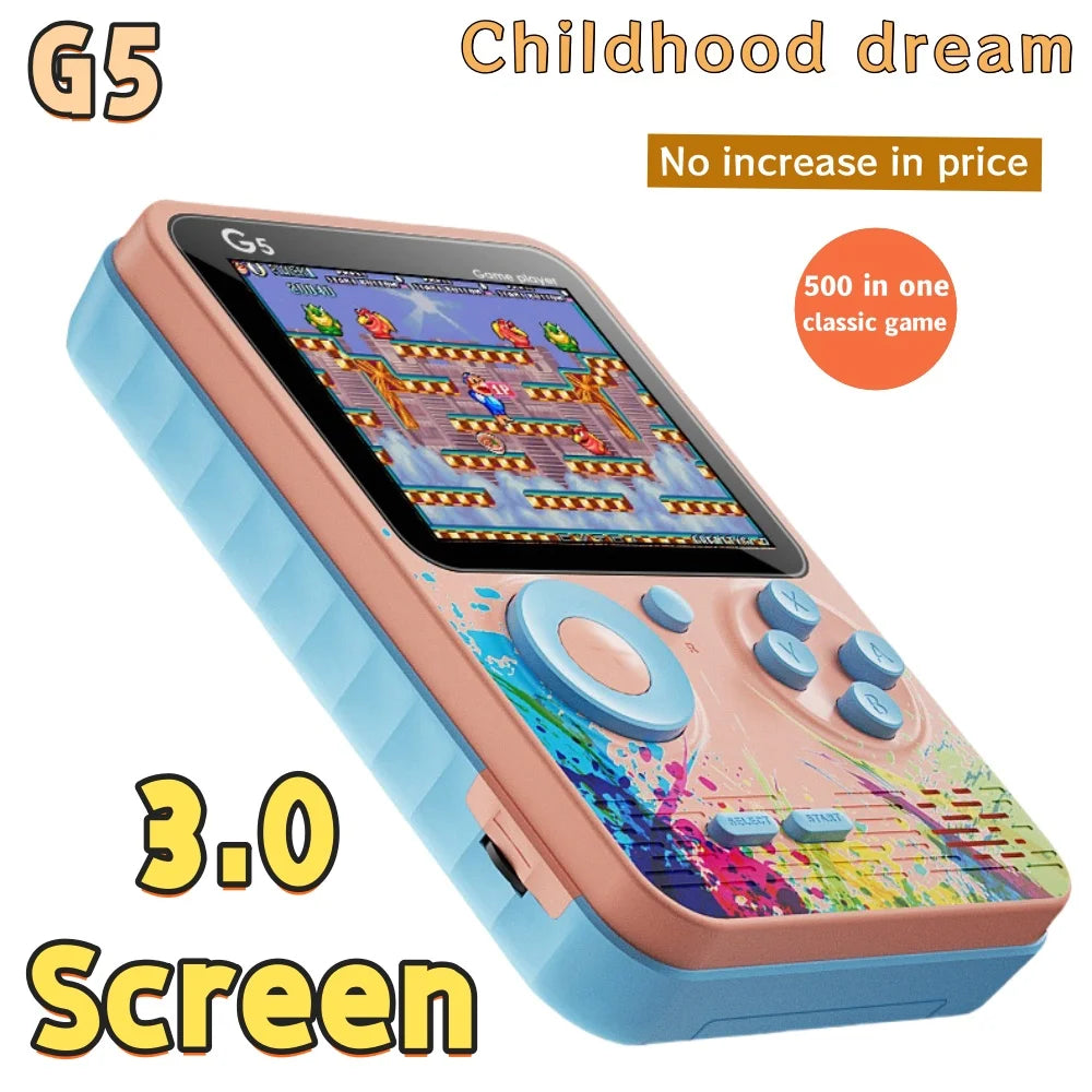 G5 500 in 1 MINI Game Handheld Game Players Portable Retro Video Console Boy 8 Bit 3.0 Inch Color LCD Screen Games