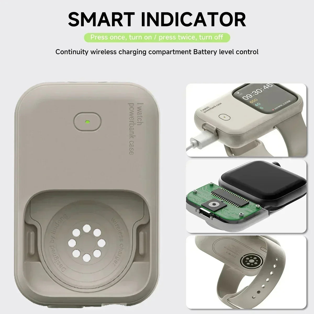Portable Wireless Charger 1200Mah Spare Battery Powerbank Device for Apple Watch8 7 6 5 4 SE Ultra for Iwatch Fast Charging Case