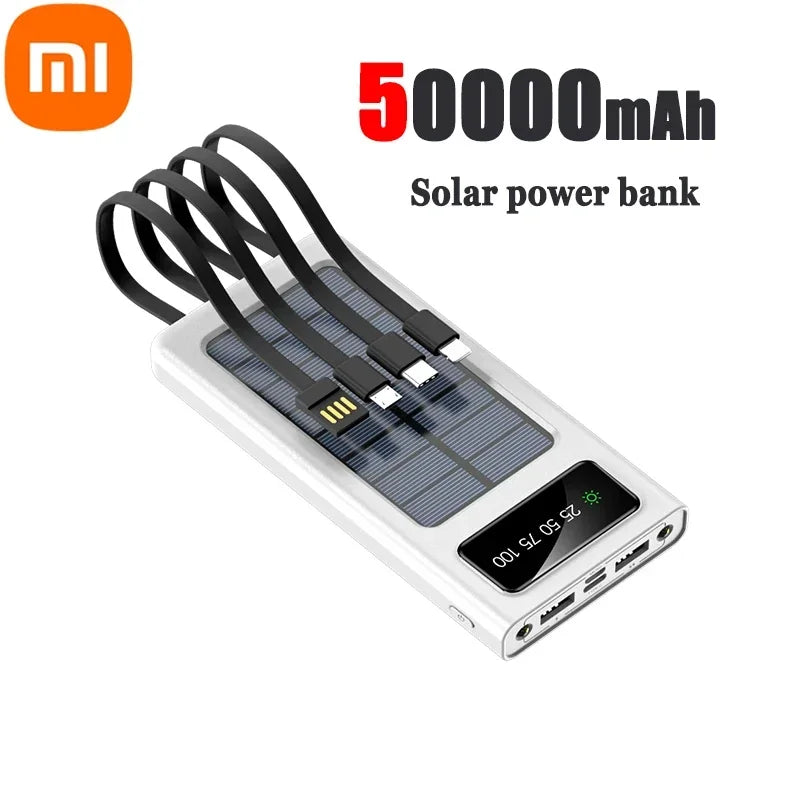 Xiaomi 200000Mah Solar Power Bank Ultra Capacity USB 4 In1 Super Fast Charging USB Typec LED Light Outdoor Power Bank for Iphone