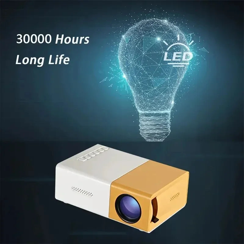 YG300 Multimedia Entertainment Projector, Home Theater, Outdoor Entertainment, Can Be Charged by Mobile Power Supply