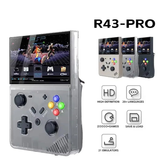 R43 M18 Pro Retro Handheld Video Game Console HD 4.3-Inch LED Screen Original 3D Home 4K Large PSP PS1 Built in 25 Simulators