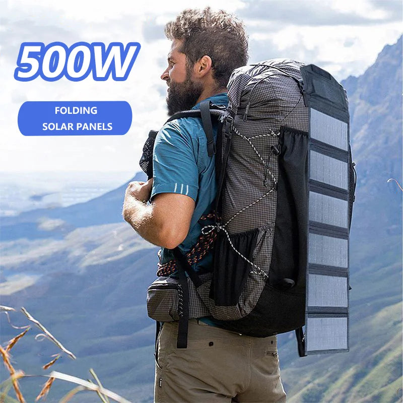 500W Portable Polysilicon Solar Panel Charger USB 5V DC Foldable Solar Panel for Phone Charge Power Bank for Hiking Camping