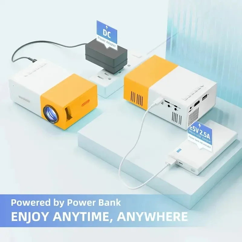 YG300 Multimedia Entertainment Projector, Home Theater, Outdoor Entertainment, Can Be Charged by Mobile Power Supply