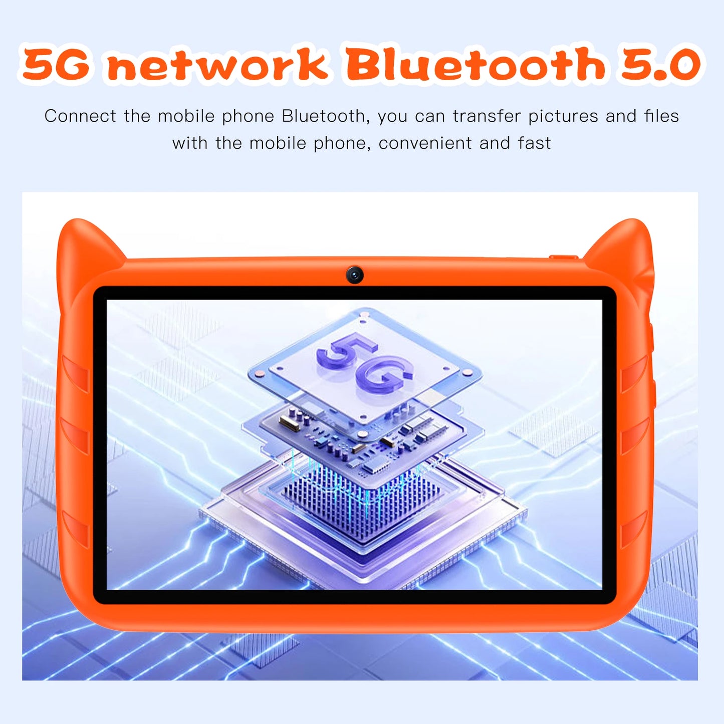 New 7 Inch Cartoon Pattern Kids Tablets Quad Core 4GB+64GB ROM Bluetooth 5G Wifi Learning Education Games Tablet Children'S Gift
