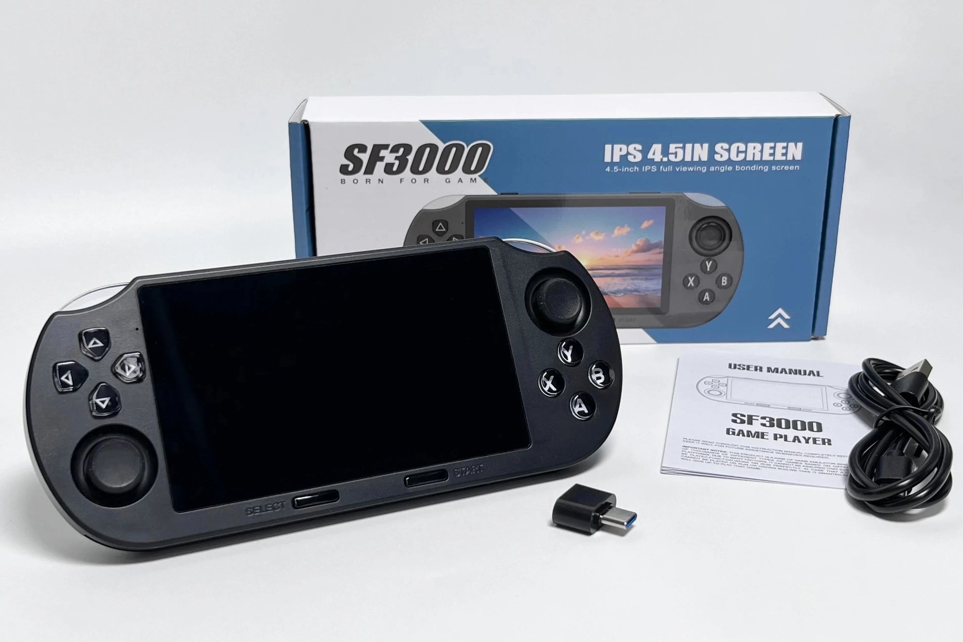 SF3000 Mini Retro Handheld Game Console 4.5" IPS Screen 20000+ Games Portable Pocket Video Game for PS1/GBA/ Arcade Games