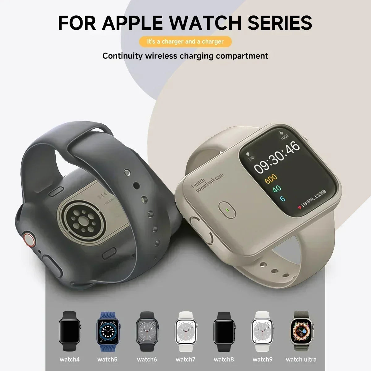 Portable Wireless Charger 1200Mah Spare Battery Powerbank Device for Apple Watch8 7 6 5 4 SE Ultra for Iwatch Fast Charging Case