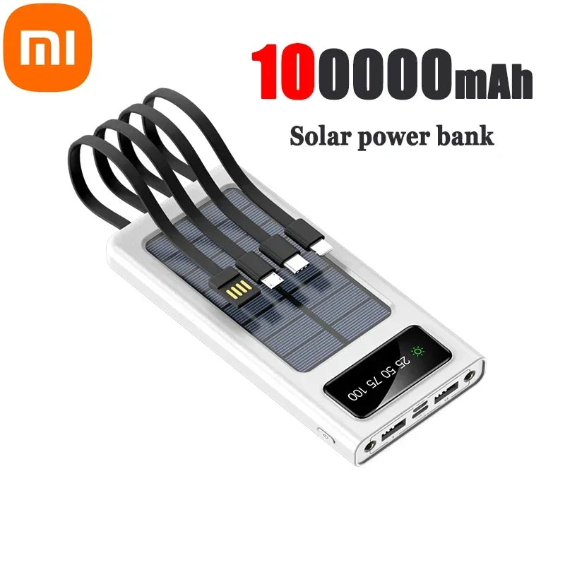 Xiaomi 200000Mah Solar Power Bank Ultra Capacity USB 4 In1 Super Fast Charging USB Typec LED Light Outdoor Power Bank for Iphone