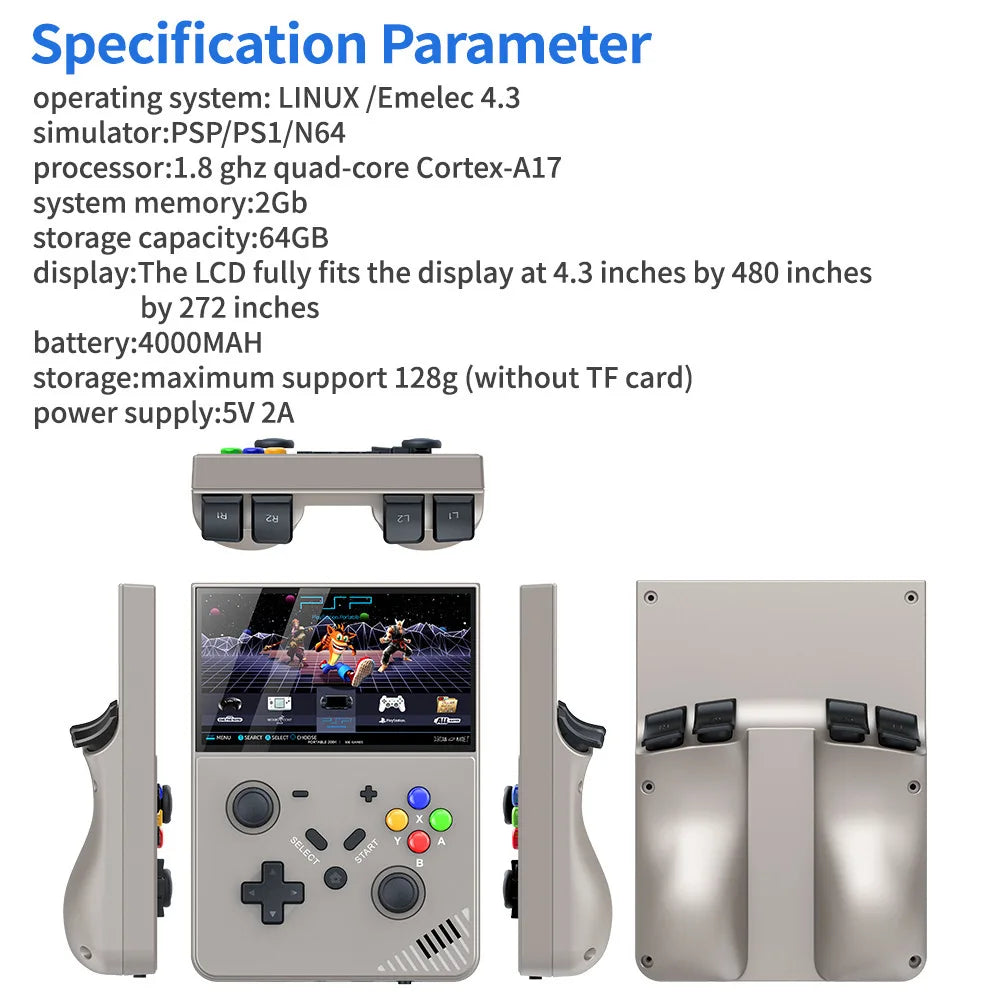 R43 M18 Pro Retro Handheld Video Game Console HD 4.3-Inch LED Screen Original 3D Home 4K Large PSP PS1 Built in 25 Simulators
