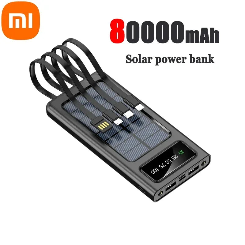 Xiaomi 200000Mah Solar Power Bank Ultra Capacity USB 4 In1 Super Fast Charging USB Typec LED Light Outdoor Power Bank for Iphone