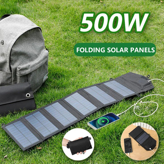 500W Portable Polysilicon Solar Panel Charger USB 5V DC Foldable Solar Panel for Phone Charge Power Bank for Hiking Camping
