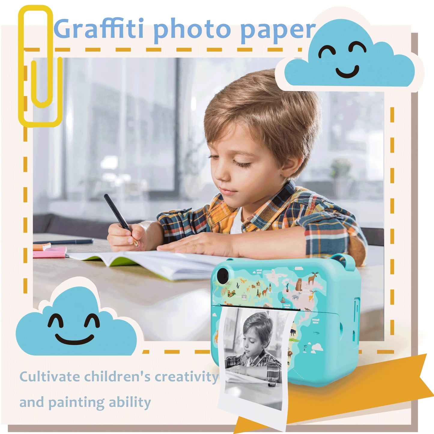 Digital Instant Printing Camera for Kids - Mini Thermal Printer for Photography, Ideal Holiday Gift